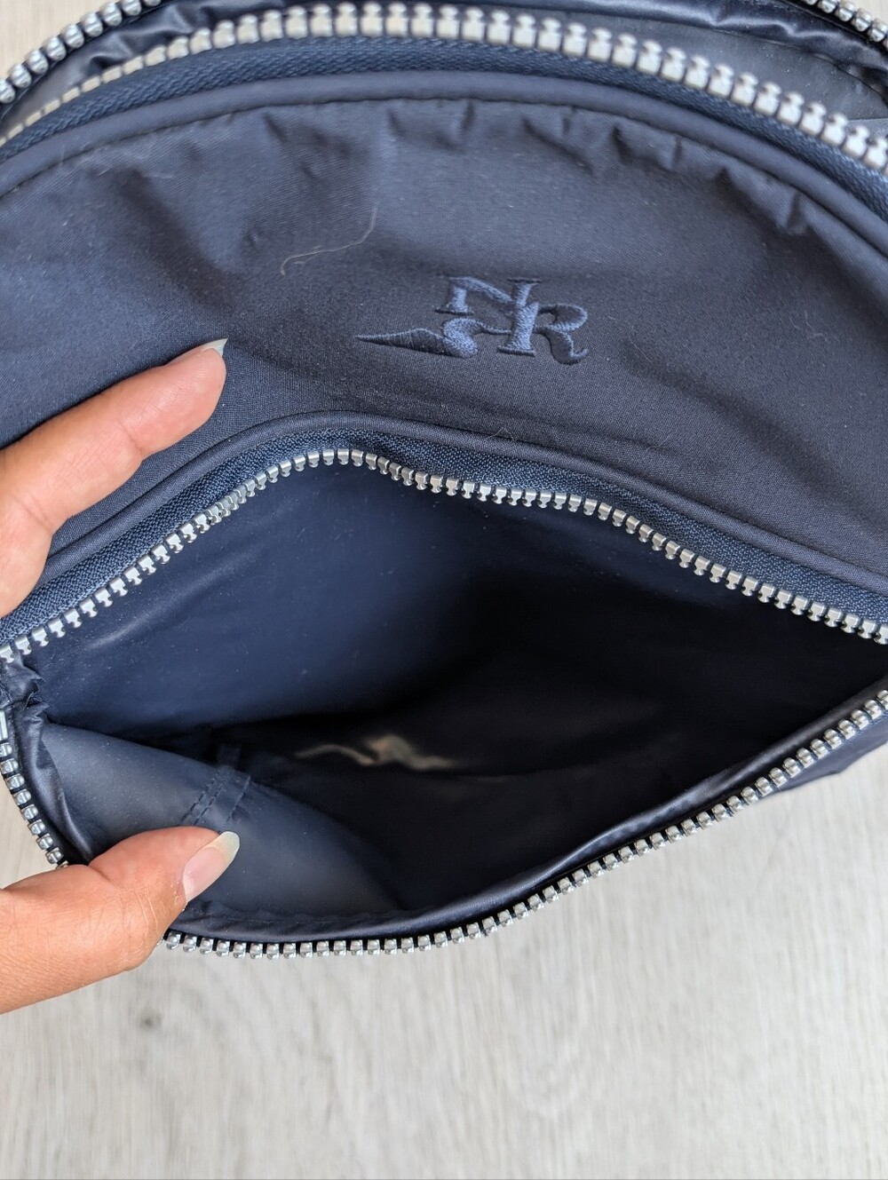 NR Navy Blue Everyday Practical Lightweight Nylon Backpack with Silver Zipper - Picture 11 of 13